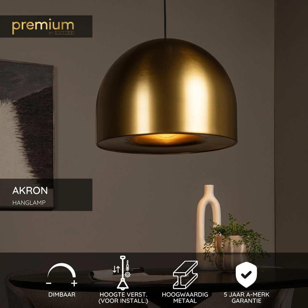 Lampe pendante moderne en laiton Akron Ø 50cm - 1x E27 Premium by Lucide 5411212202086