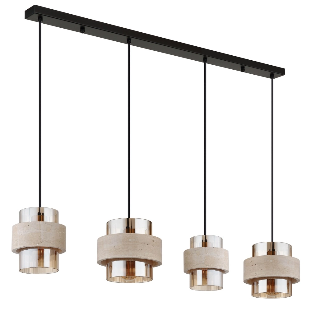 Lampe suspendue à 4 lumières Daren noir avec marbre Globo 9007371592654