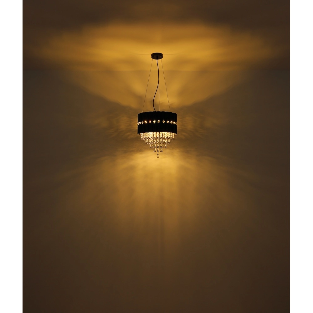 Lampe suspendue Eleos noir avec du cristal Globo 9007371528431