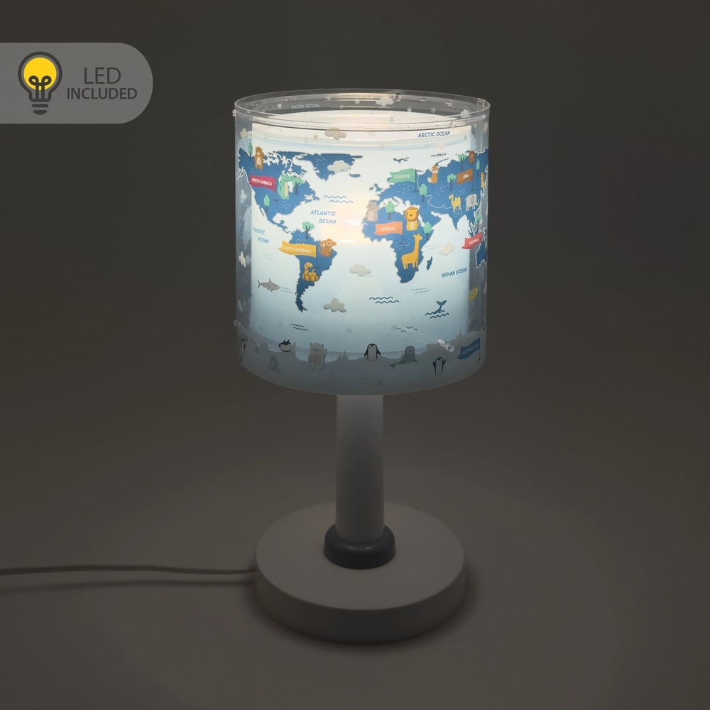 Lampe de table pour chambre d’enfant Kids World bleu Dalber 8420406406718