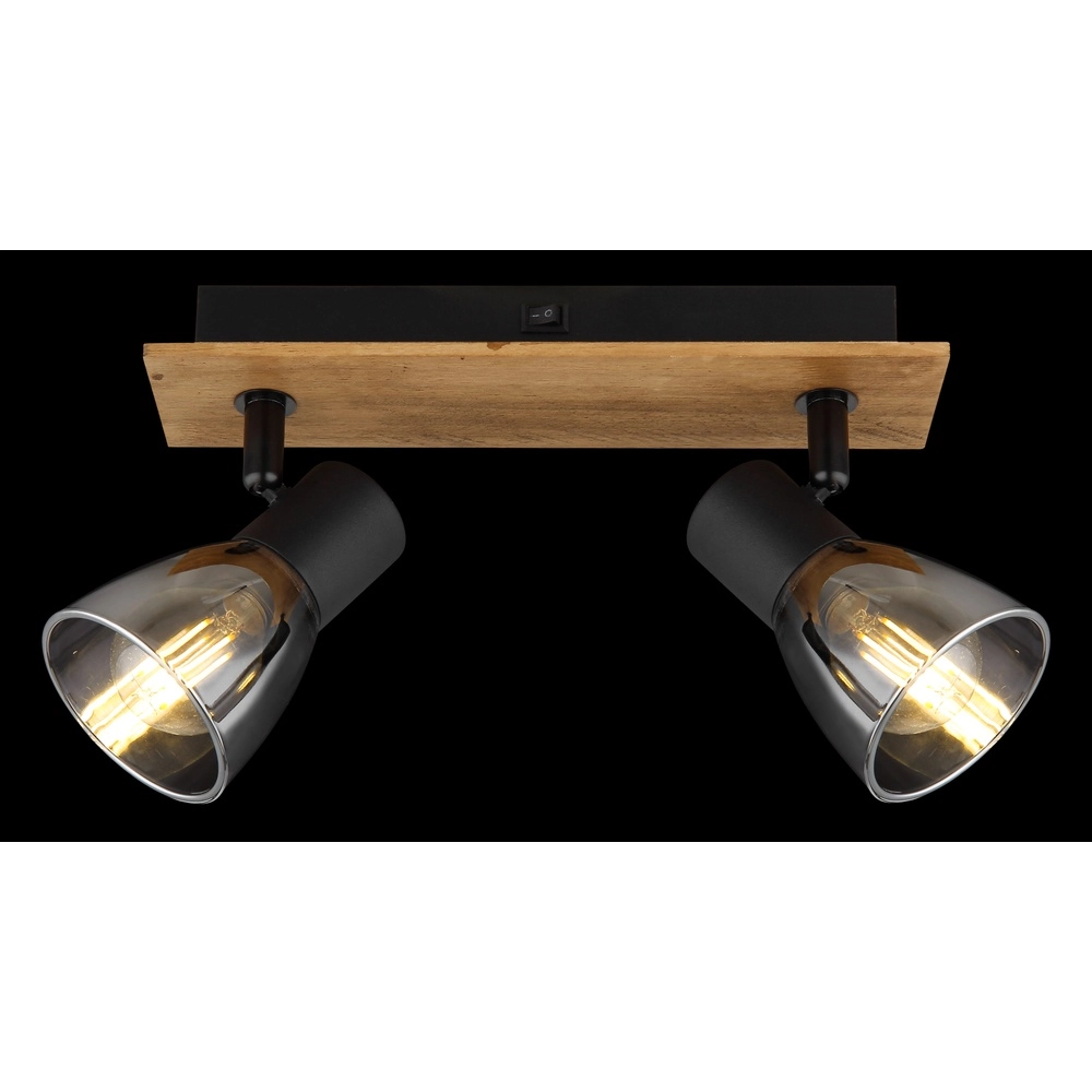 Lampe de plafond Claude 2-noir clair avec bois Globo 9007371443208