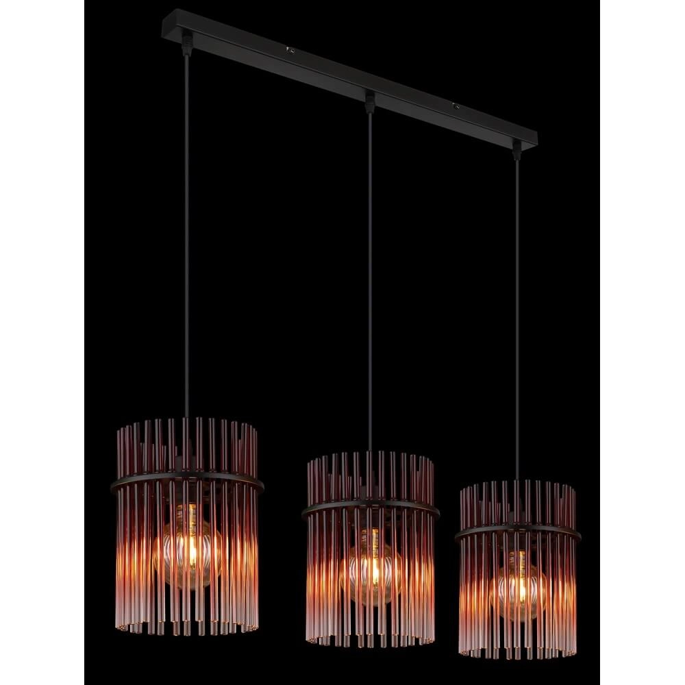 Suspension noire Gorley avec verre rouge 3 lumières Globo 9007371465965