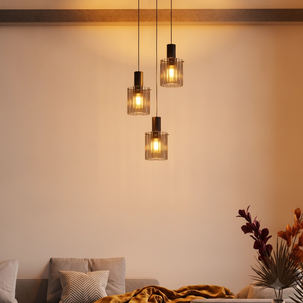Suspension design Mirbi 3 lumières noir rond