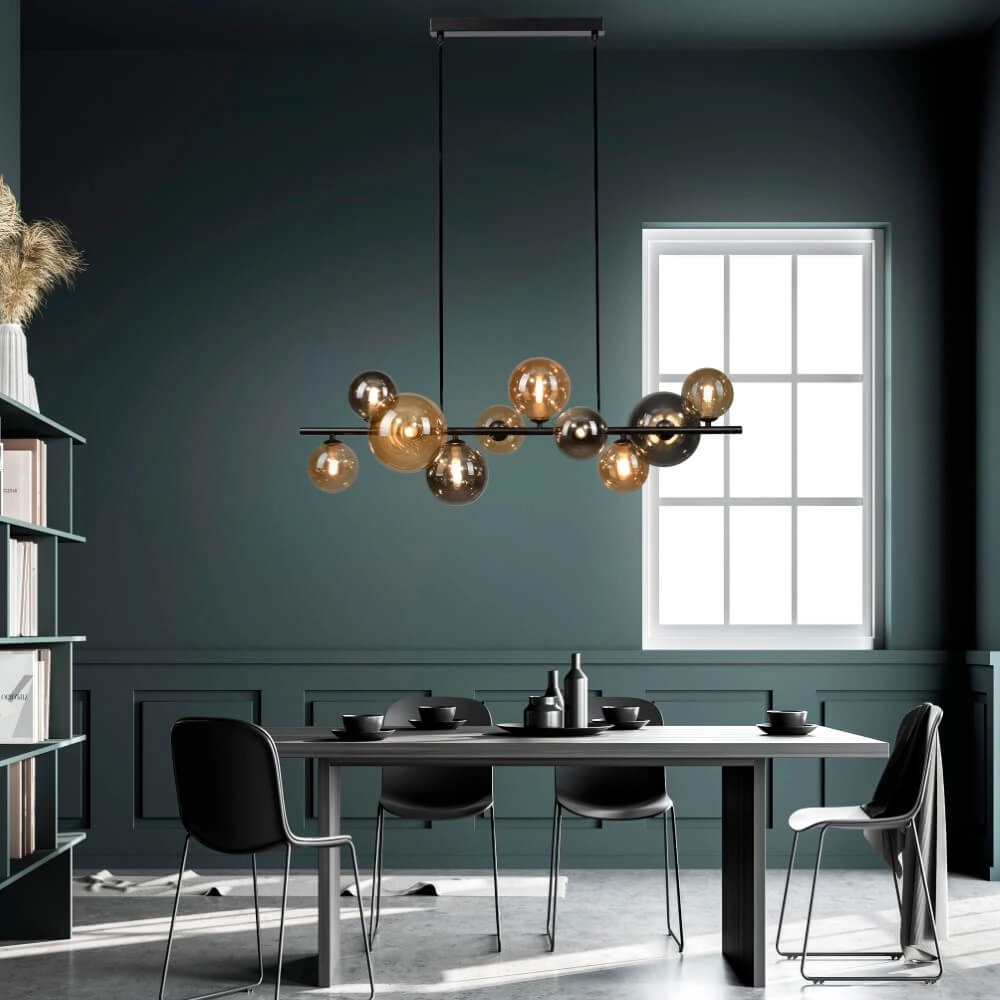 Lampe suspendue noire Popsicle design à 10 lumières Paul Neuhaus 4012248375495