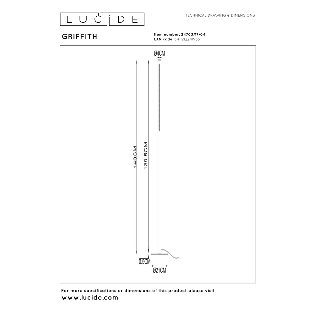 Lampadaire de conception Griffith bronze Premium by Lucide 5411212241955