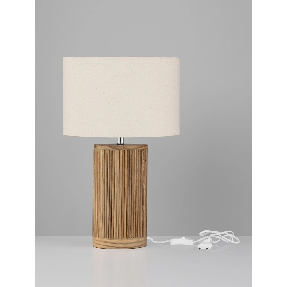 Lampe de table Nau Bois avec capot blanc Lyora 5212017468284