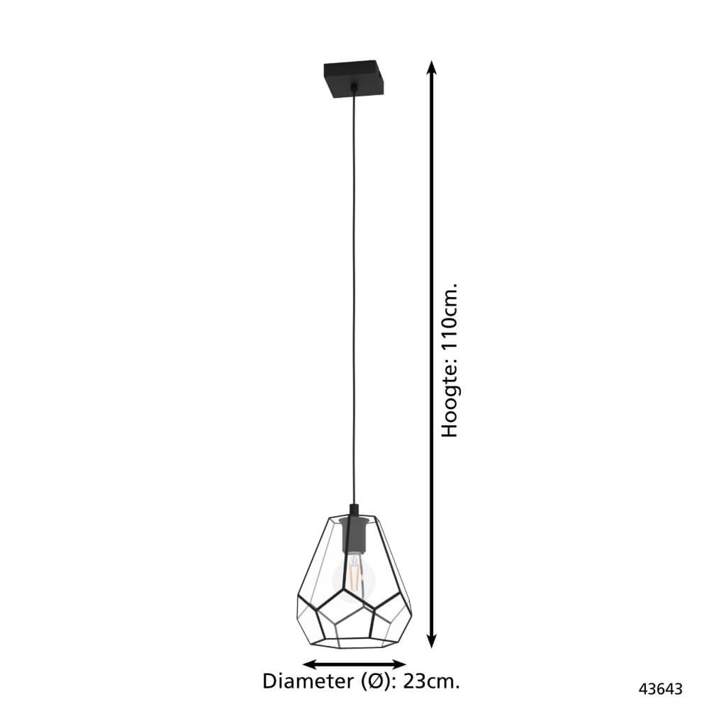 Lampe suspendue Mardyke noir avec verre Eglo 9002759436438