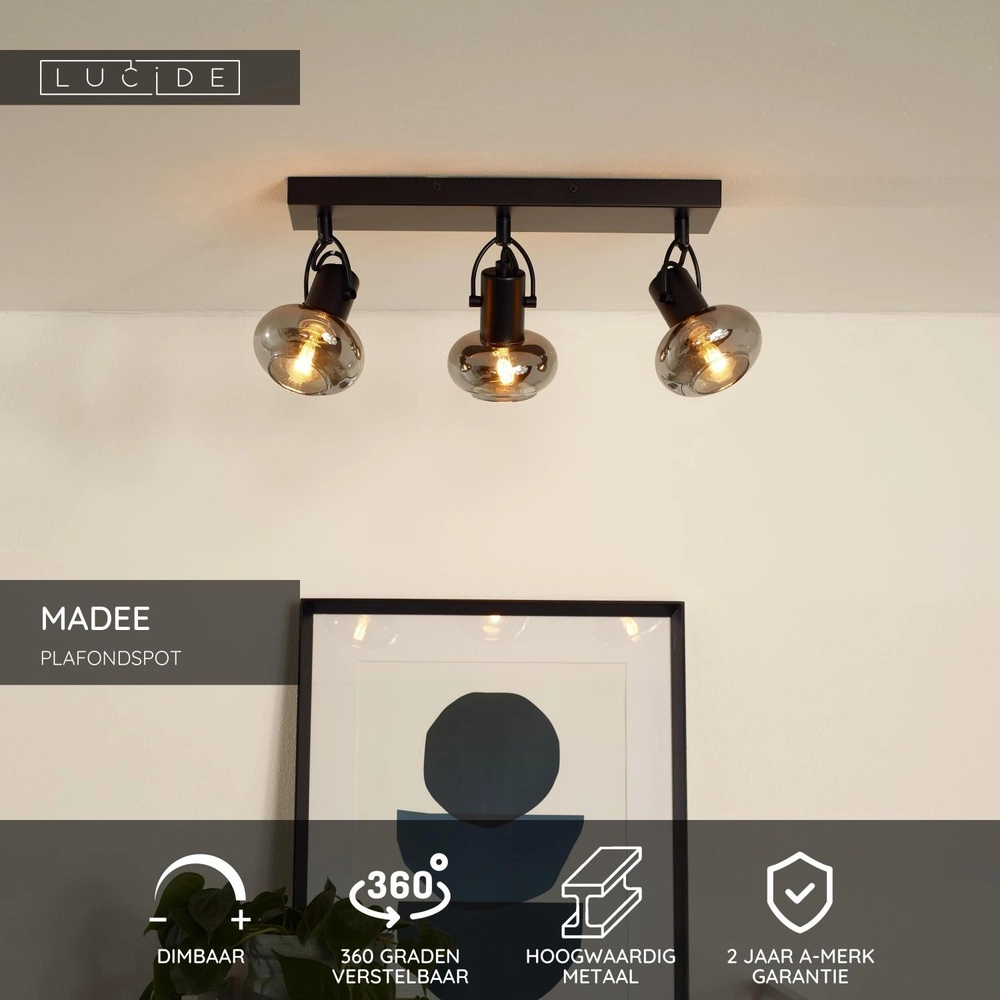 Lampe de plafond Madee Noir à 3 lumières Lucide 5411212176790