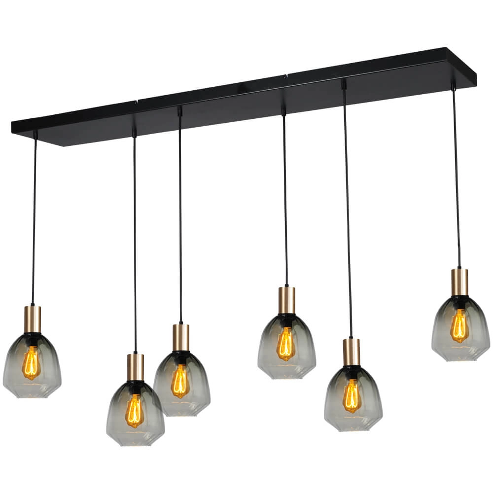 Lampe suspendue 6 lumières - dorée - Porto avec des lunettes vertes Nicolette Lampe suspendue 6 lumières - dorée - Porto avec des lunettes vertes Nicolette