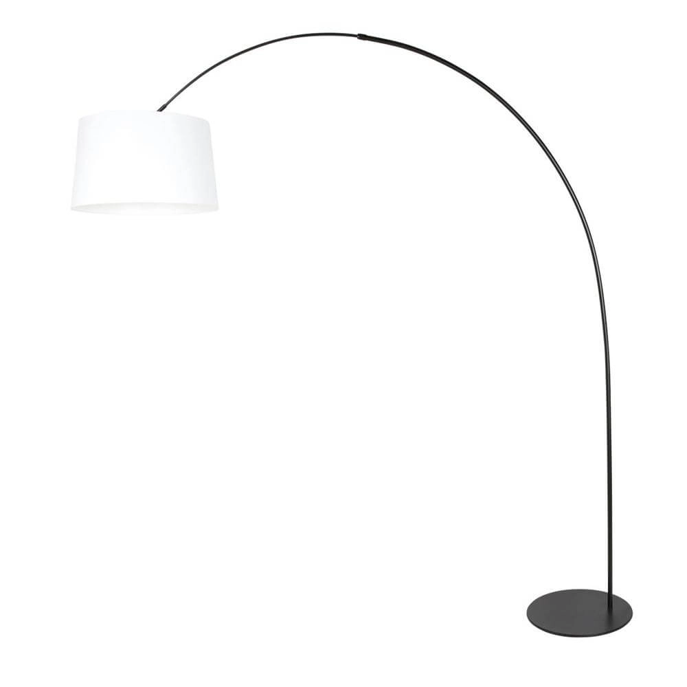 Lampadaire Curve noir avec abat-jour blanc grossier Ø 48cm Steinhauer 8712746179385