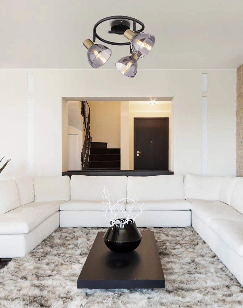 Plafonnier 3 lumières Jay noir avec de l'or Globo 9007371399390