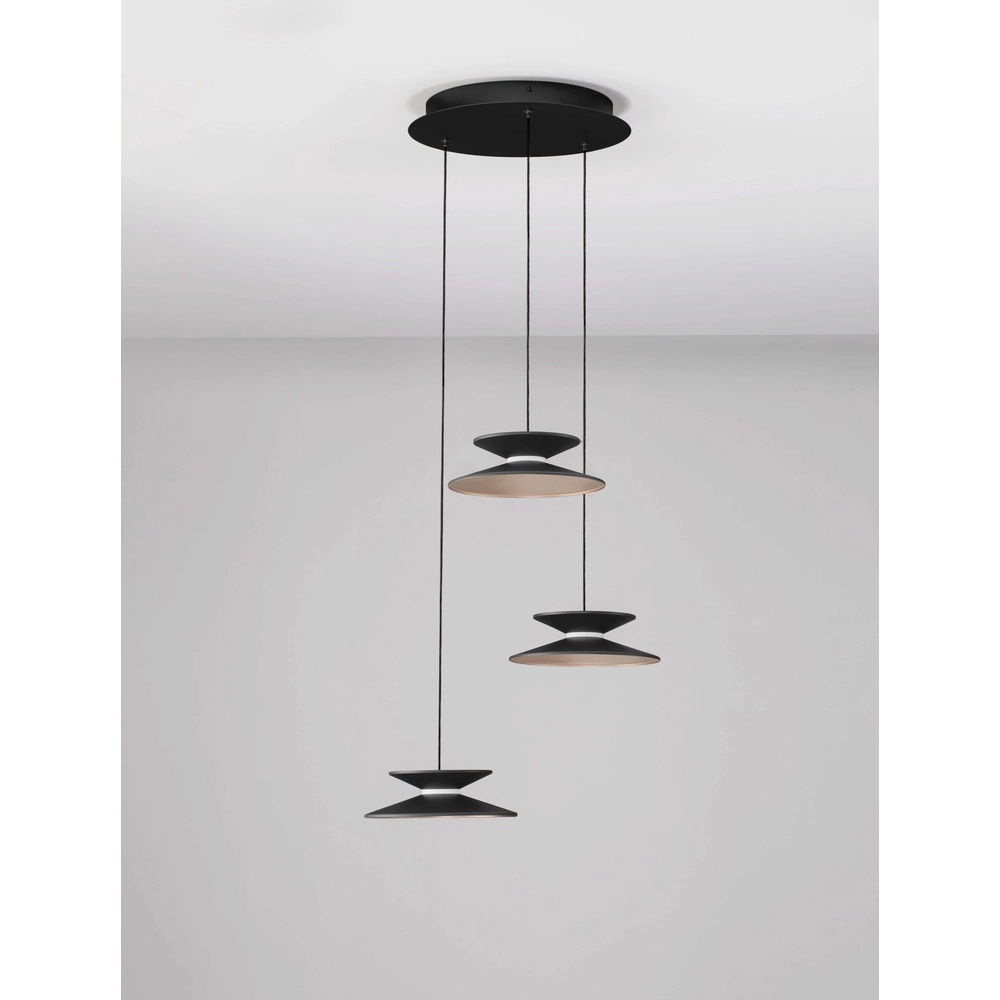 Suspension design Morfi 3 lumières noir