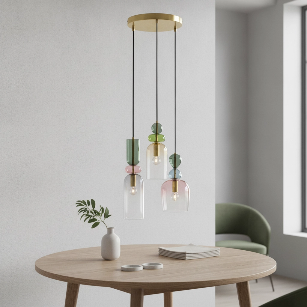 Suspension colorée Murano 3 lumières