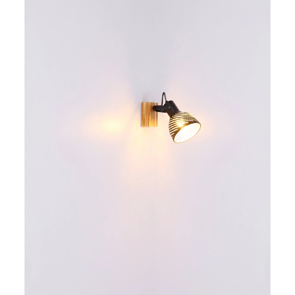 Lampe murale Lenna Bois avec du noir Globo 9007371419685