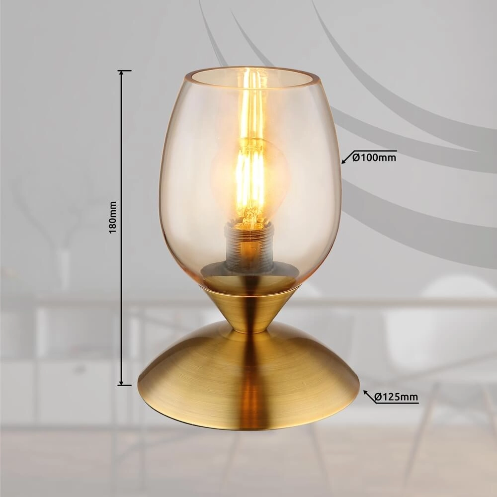 Lampe de table Kuwaita Or avec verre ambré Globo 9007371449989