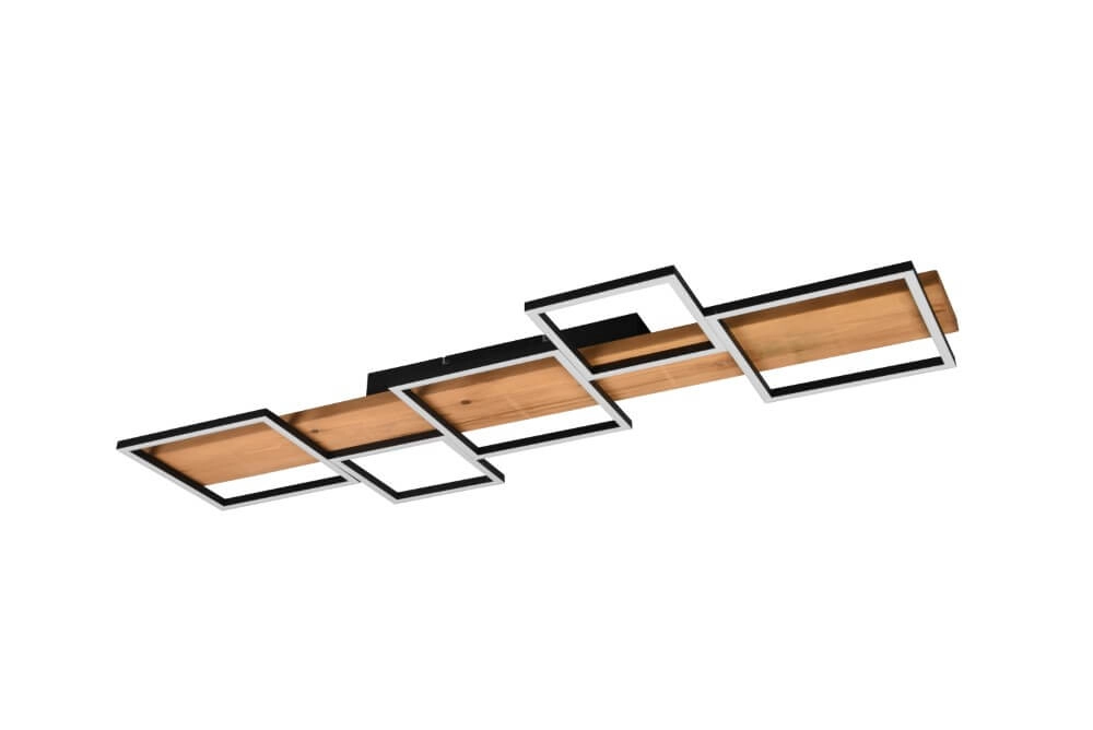 Plafonnier LED en bois Harper 5 lumières