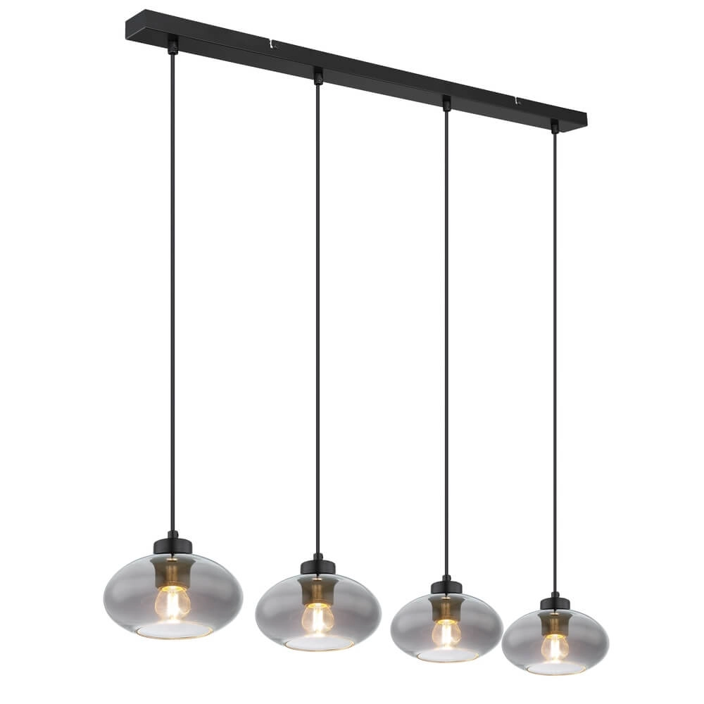 Suspension noire Shaun 4 lumières droites Suspension noire Shaun 4 lumières droites