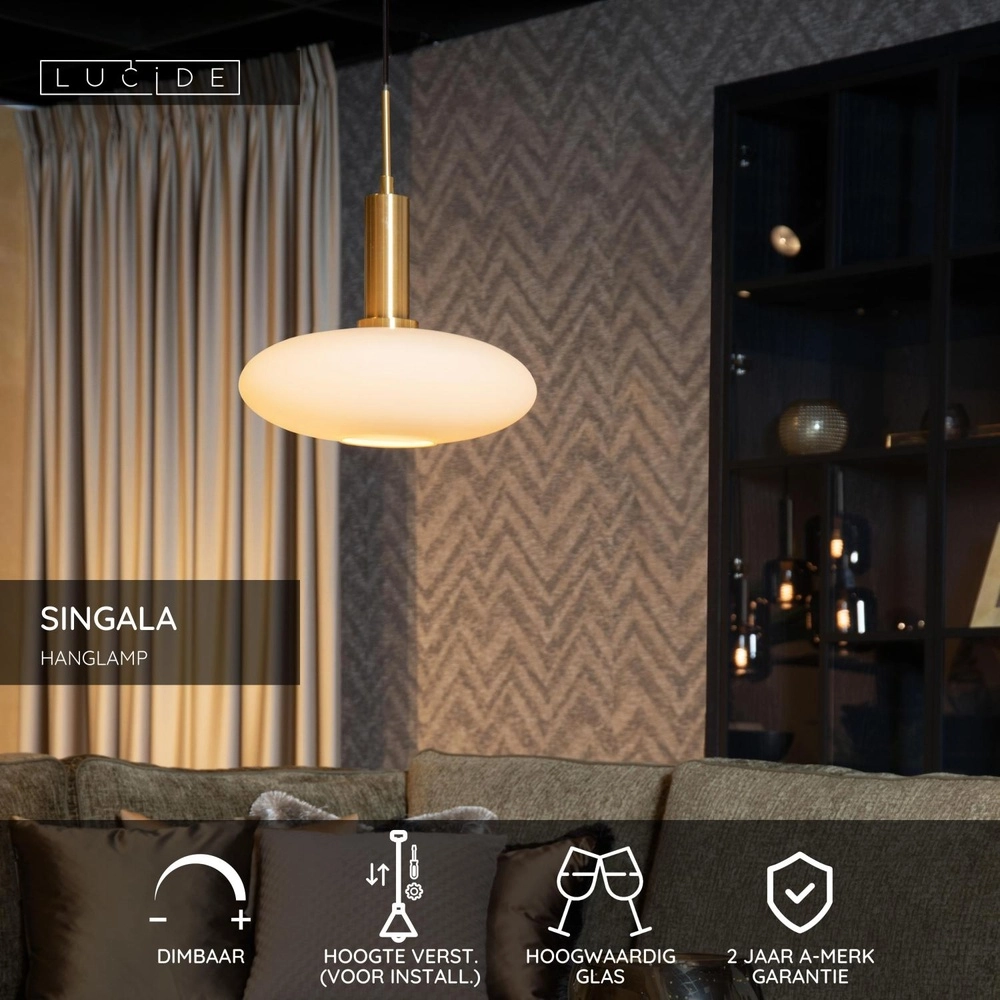 Lampe pendante de conception Singala Ø 30 cm d’or avec du blanc Lucide 5411212251084