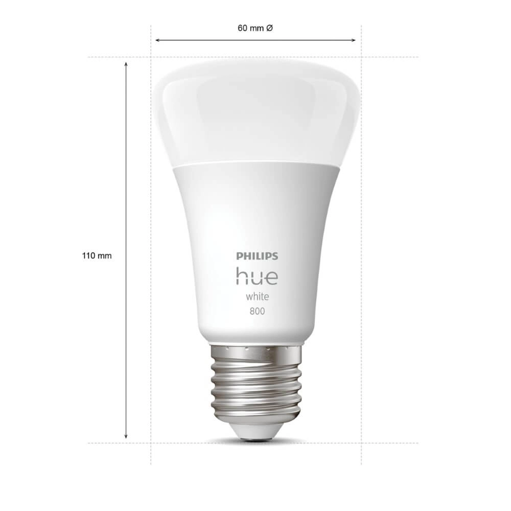 Hue - E27 - 9W - White lot de 2 Philips 8719514319028