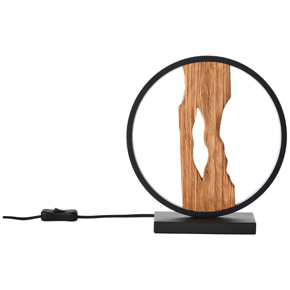 Lampe de table Chaumont rond noir avec bois Brilliant 4004353414978