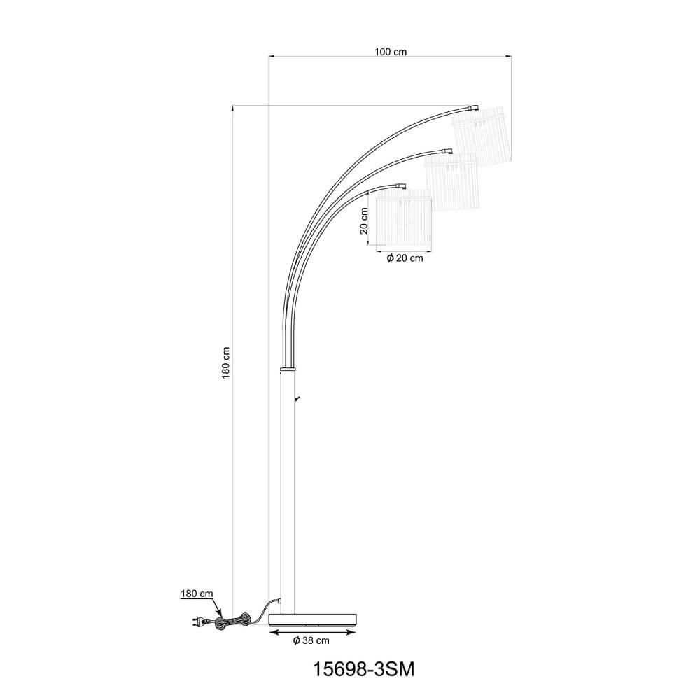 Lampadaire doré Gorley avec verre 3 lumières Globo 9007371481019