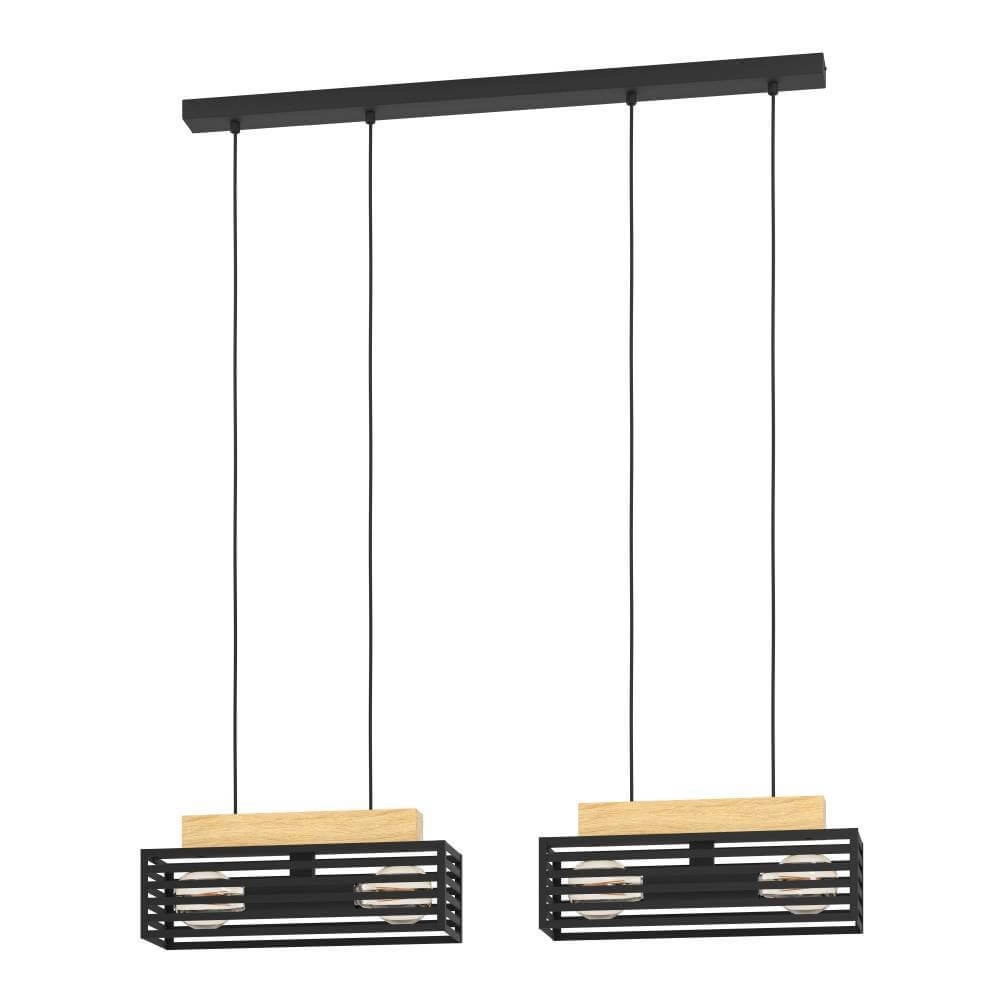 Lampe suspendue Cidraz carré avec du bois Lampe suspendue Cidraz carré avec du bois