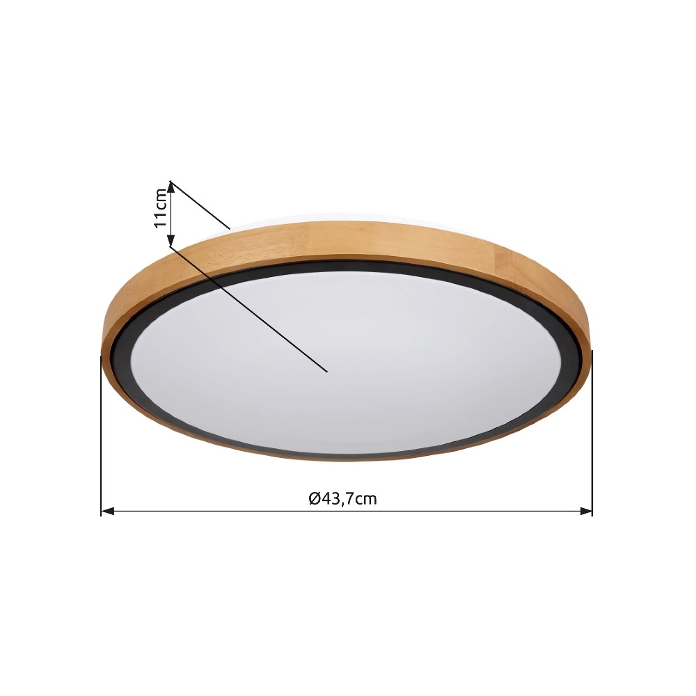 Lampe de plafond Bruno Ø 43,7 noir avec bois Globo 9007371436484