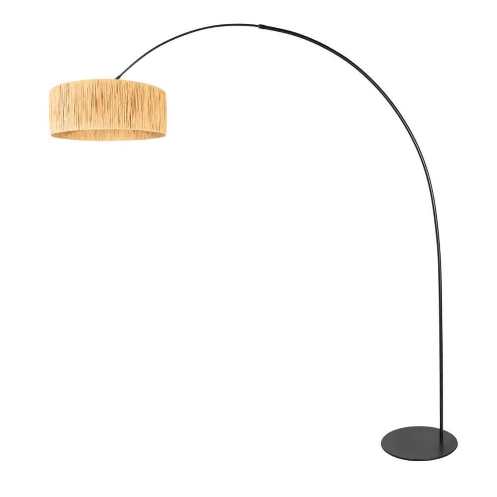Lampadaire Curve noir avec abat-jour paille Ø 50cm Steinhauer 8712746179439