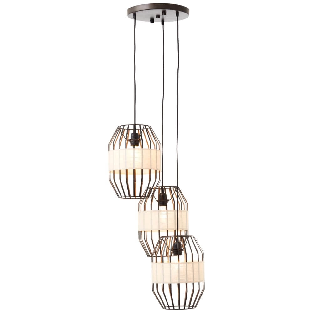 Lampe suspendue Slope 3 lumières noir avec couleur sable Lampe suspendue Slope 3 lumières noir avec couleur sable
