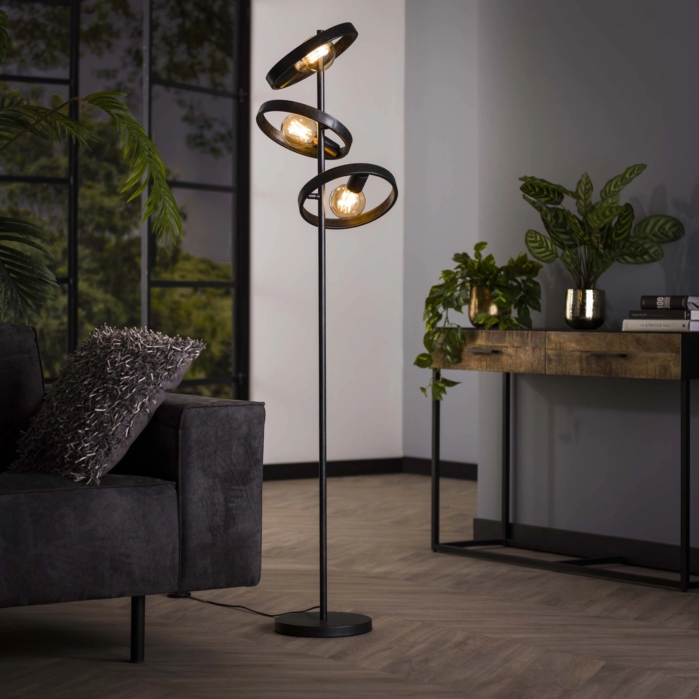 Lampe sur pied Rings Hover 155 cm de haut - charbon de bois
