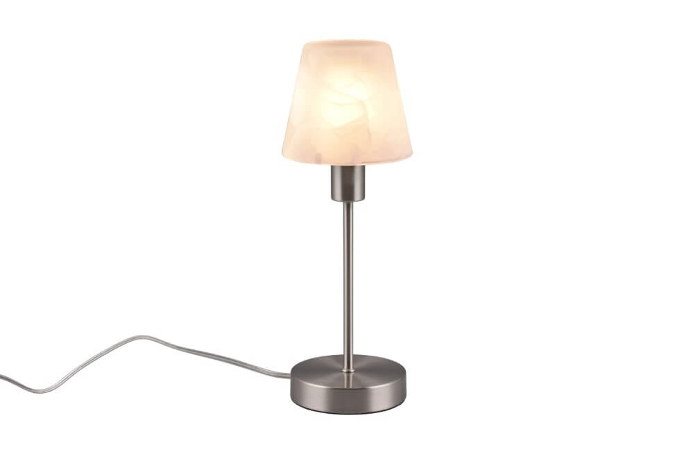 Lampe de table Luis Ii nickel avec verre blanc