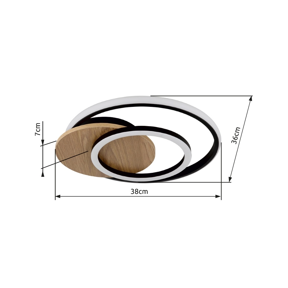 Lampe de plafond à design Julio noir avec bois Globo 9007371471386