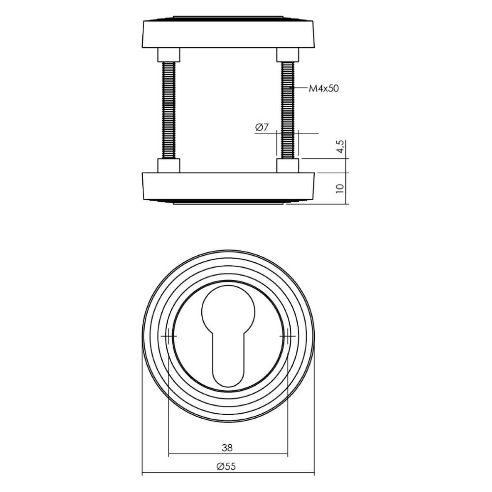 Rosace cylindrique ronde Tira avec faîtage noir Intersteel 8714186568279