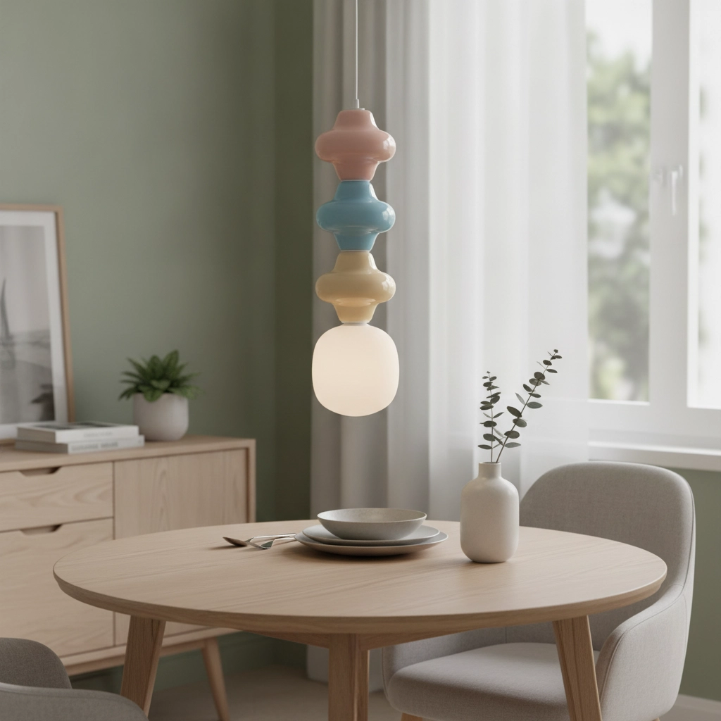 Suspension Clio Céramique colorée L avec verre blanc