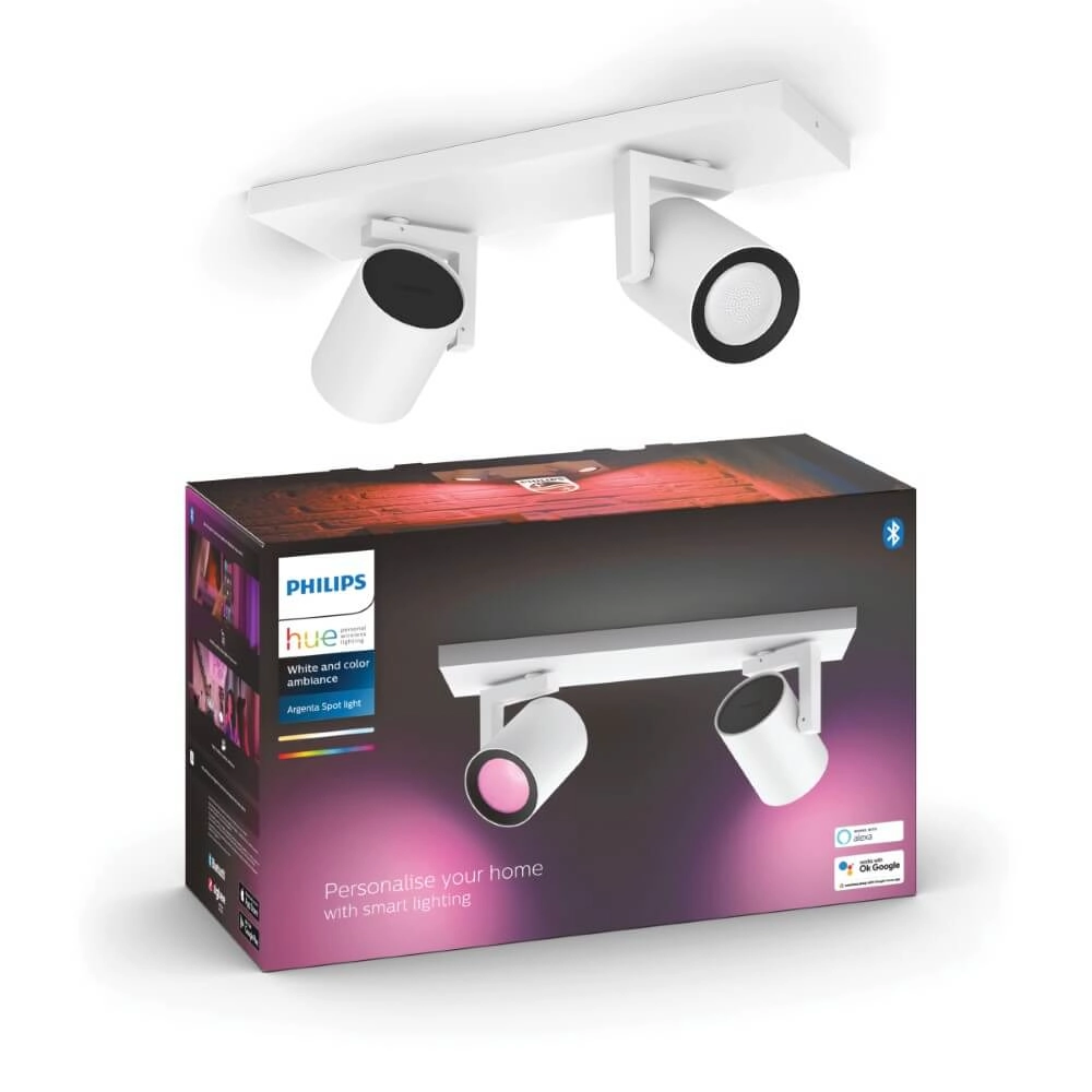 Spot en saillie Hue Argenta - White and color 2 lumières blanc Philips 8718696171585