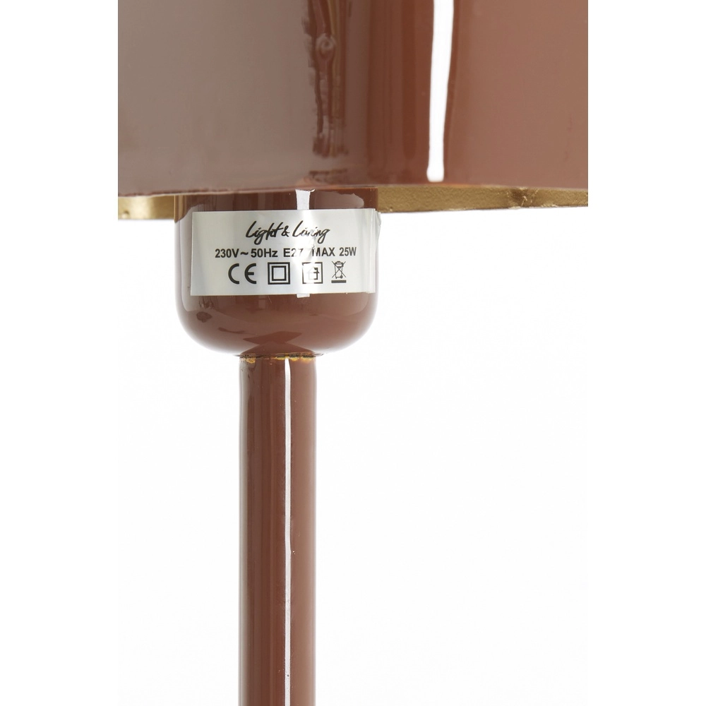 Lampe de chevet Elenie 25x13cm - brun rouge brillant Light & Living 8717807818852
