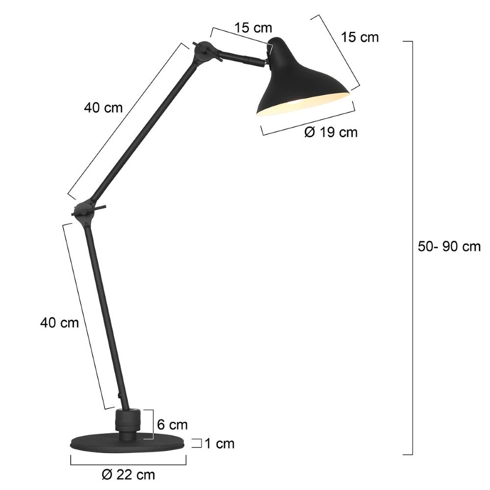 Lampe de lecture noire Kasket 50 cm Steinhauer 8712746132786