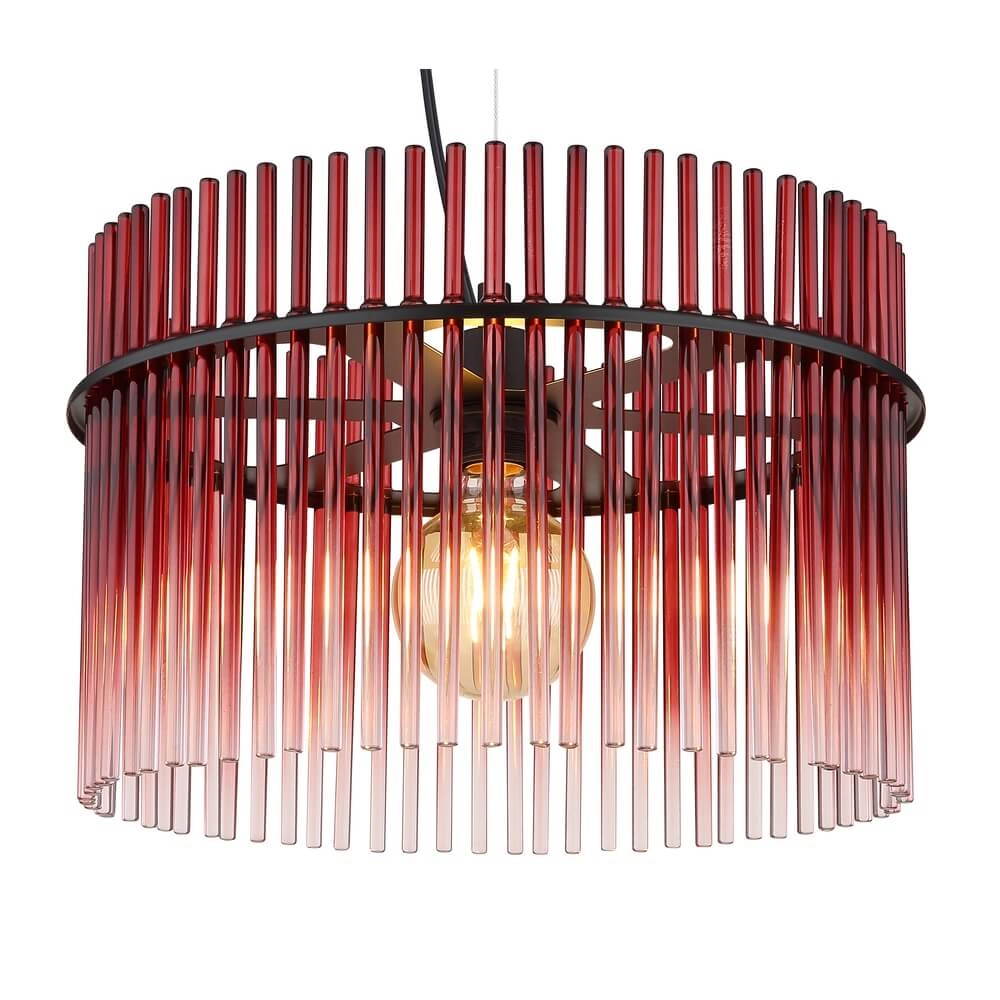 Suspension noire Gorley avec verre rouge Ø 40cm Globo 9007371462964