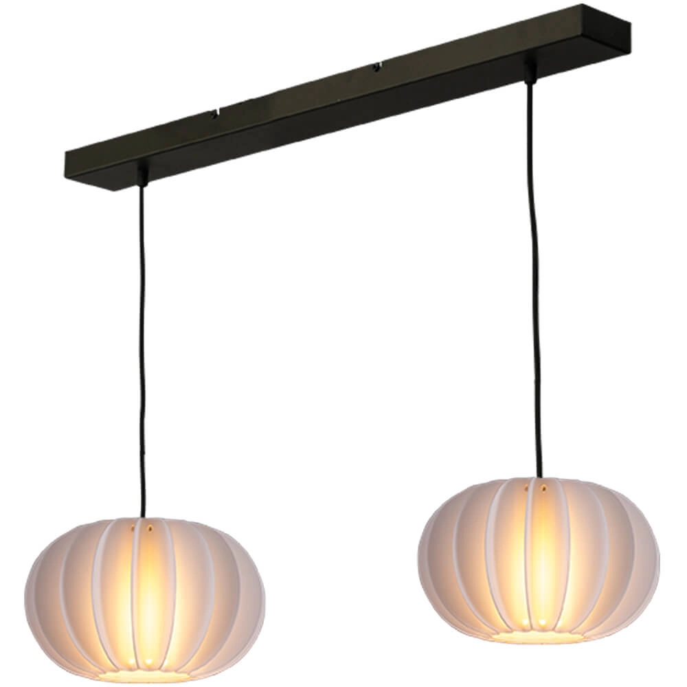 Lampe suspendue 2 lumières Arena avec des casquettes blanches Lampe suspendue 2 lumières Arena avec des casquettes blanches