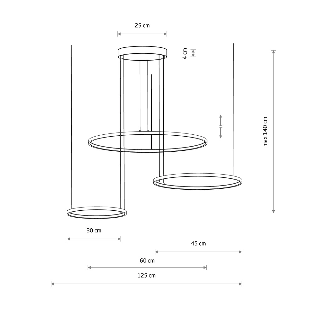 Lampe pendante de conception Circolo Led 3 anneaux noirs Lyora 5903139116480