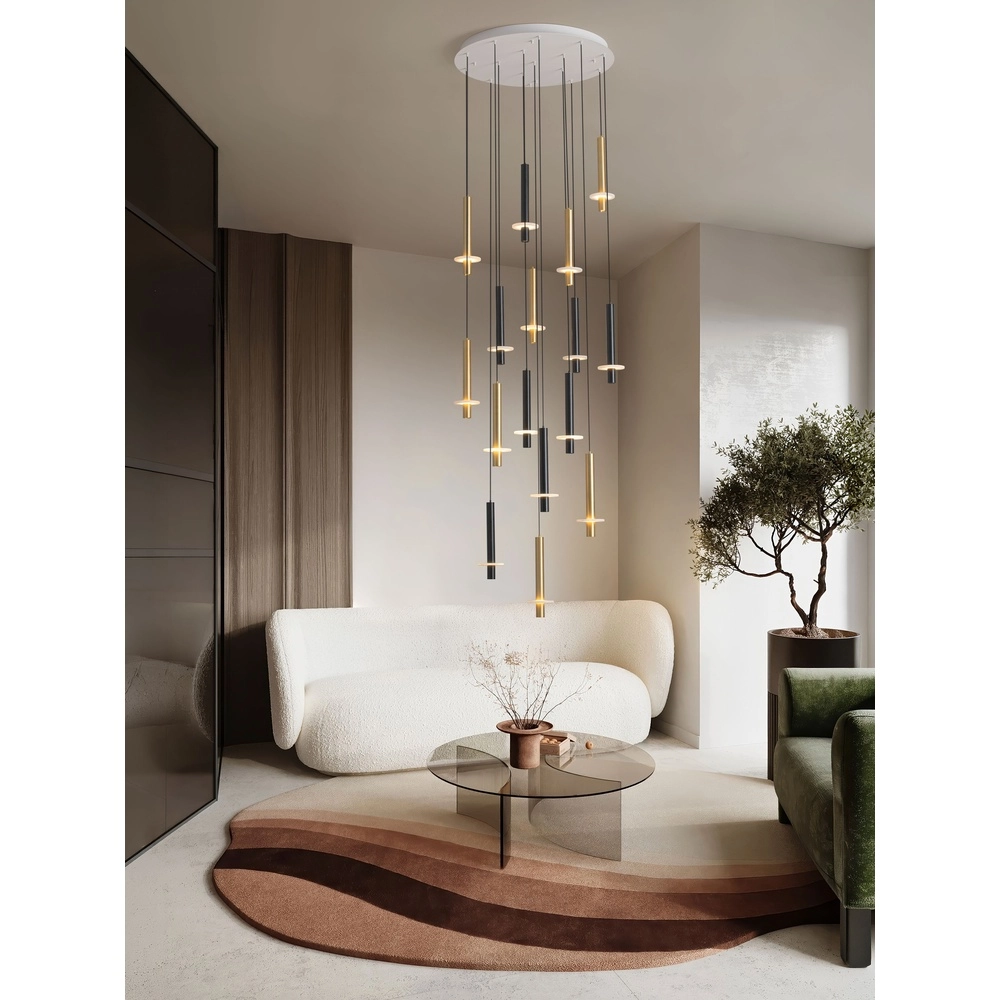 Lampe pendante de conception Noemi noir avec blanc et or Ø 72cm
