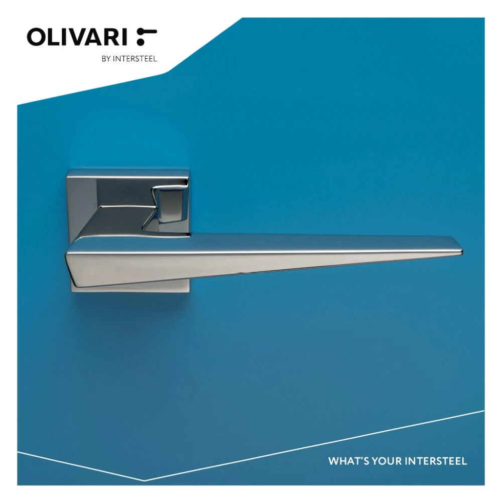 Poignée de porte design Denver sur rosace chrome Olivari 8714186511671