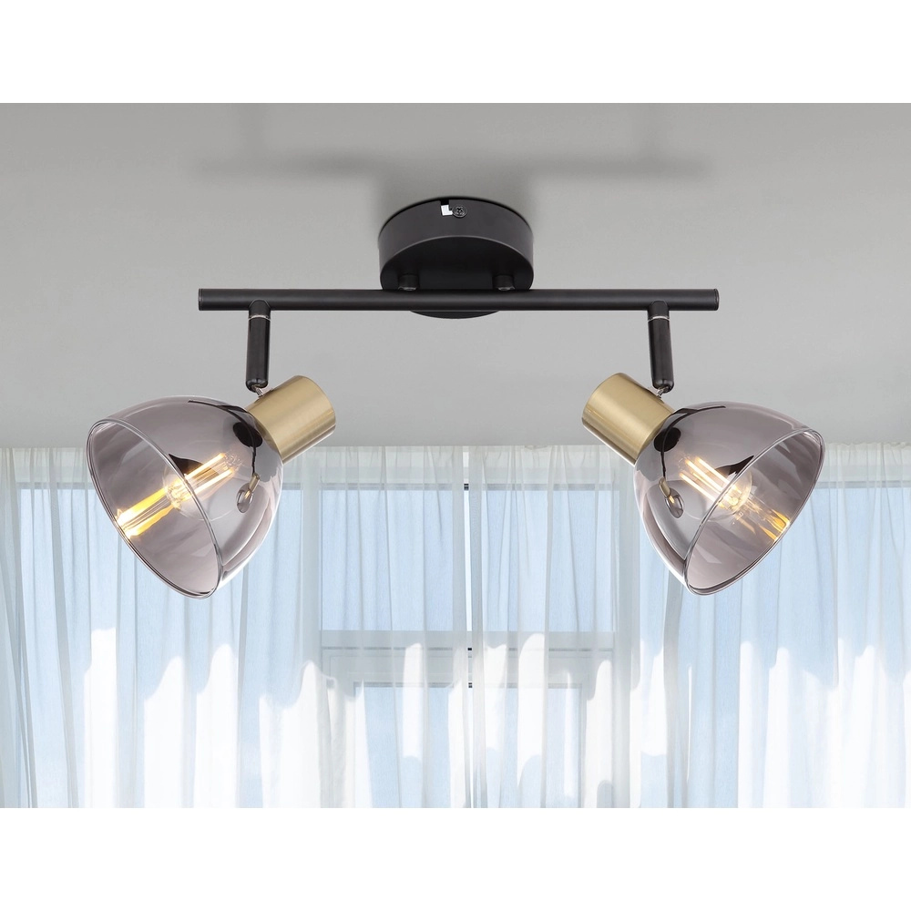 Lampe de plafond à design Jay 2-light noir avec fumée Globo 9007371396399