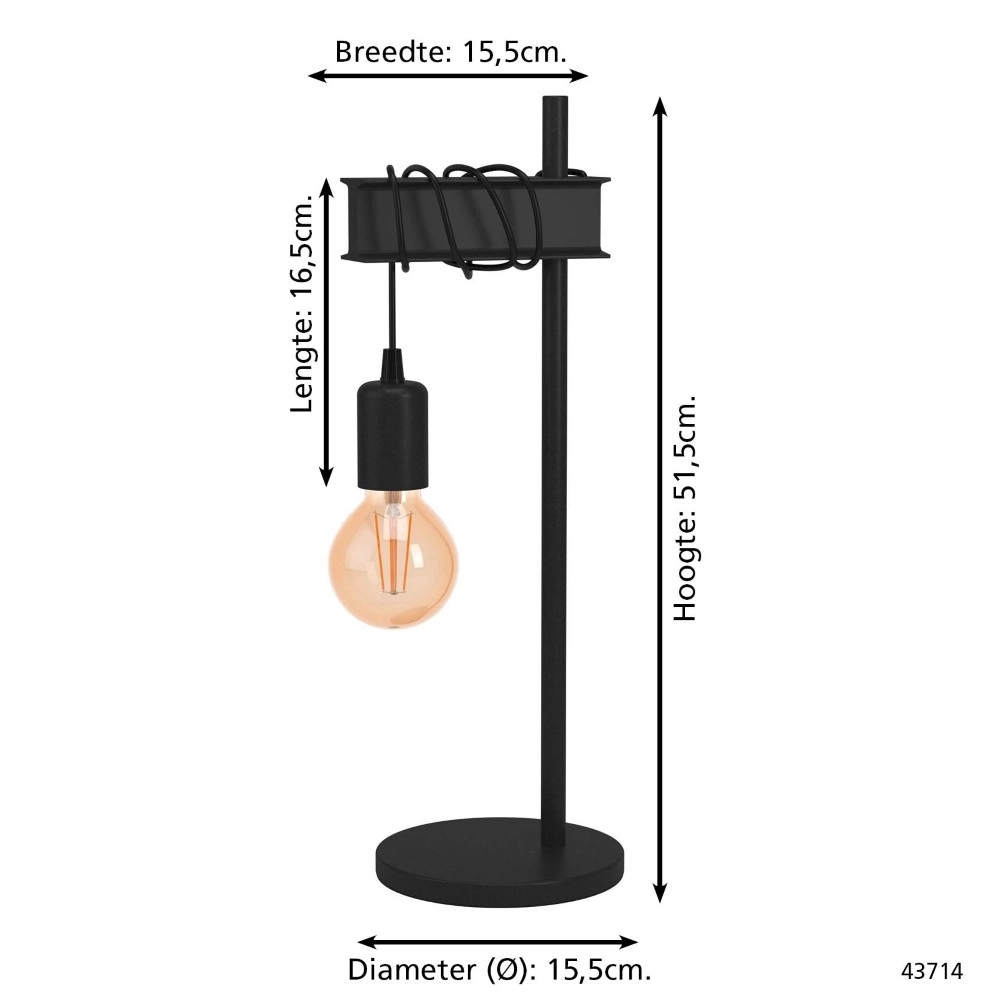 Lampe de table Townshend 6 noir Eglo 9002759437145