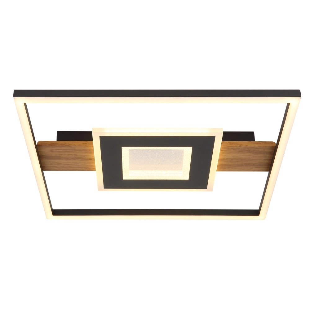 Lampe de plafond élégante Pikara noir avec bois Globo 9007371465712