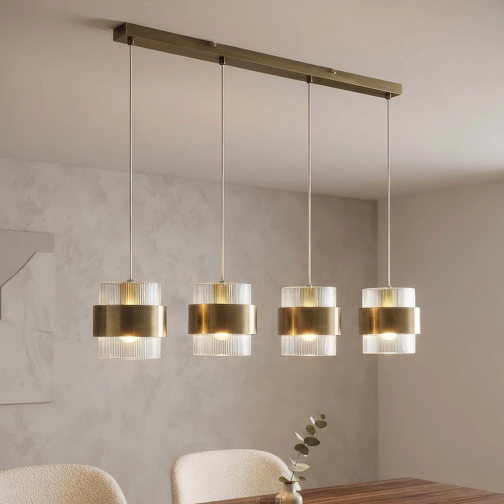 Lampe suspendue Royal Laiton ancien à 4 lumières Searchlight 5,05342E+12