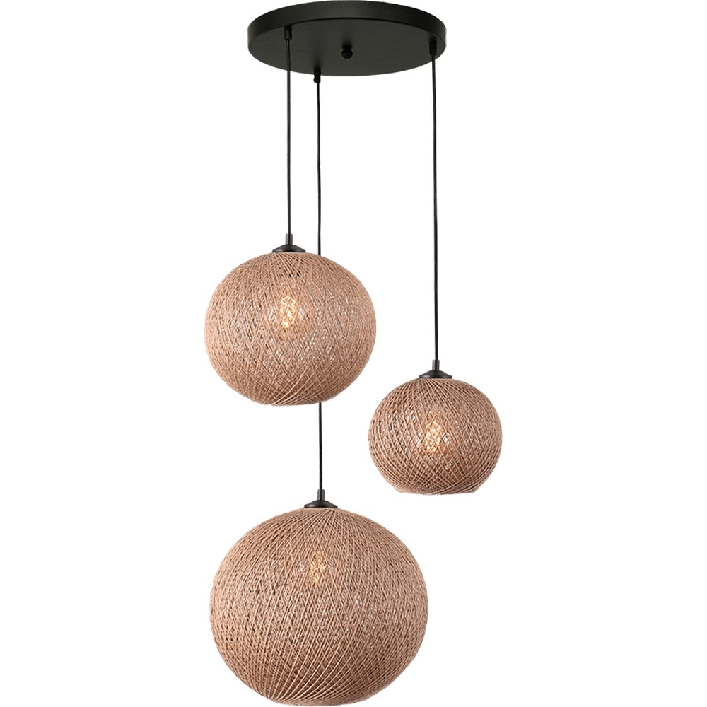 Lampe pendante à 3 lampes Corda Ø 35 cm de rotin vario