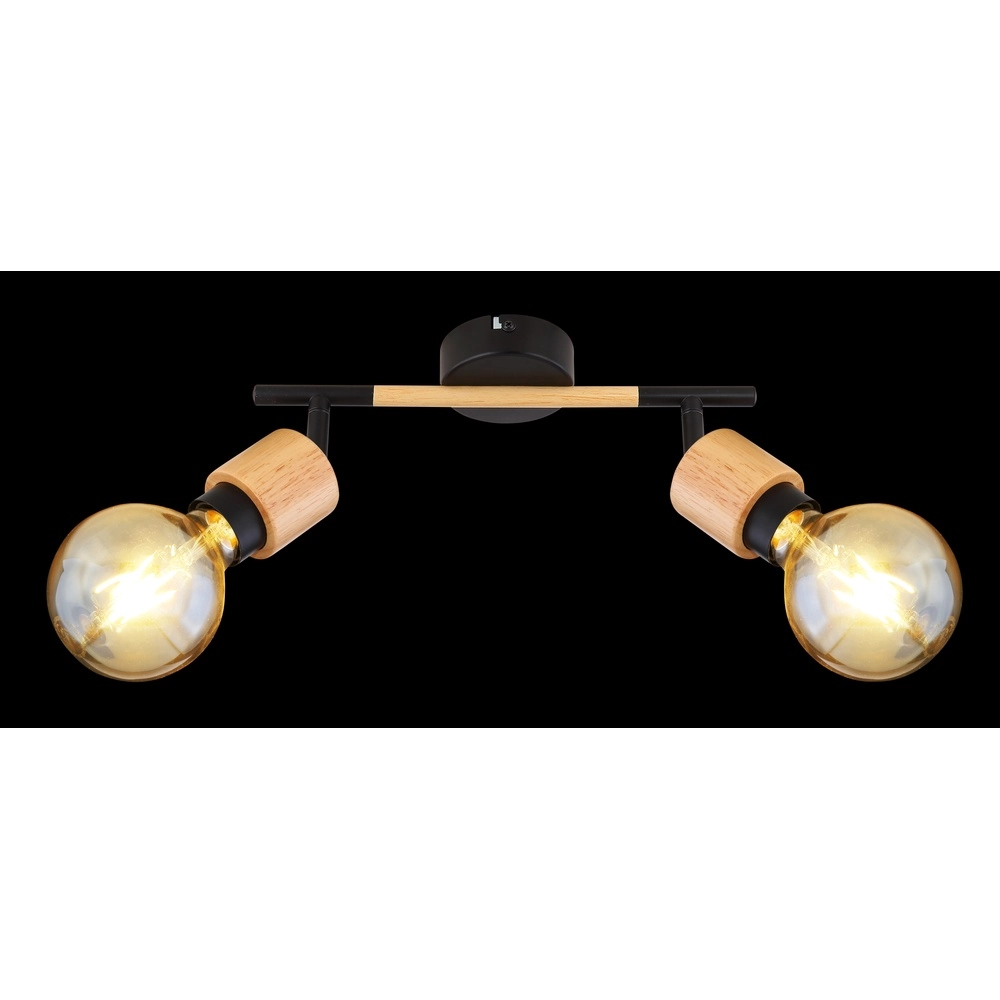 Lampe de plafond Jorna 2-noir clair avec bois Globo 9007371402281