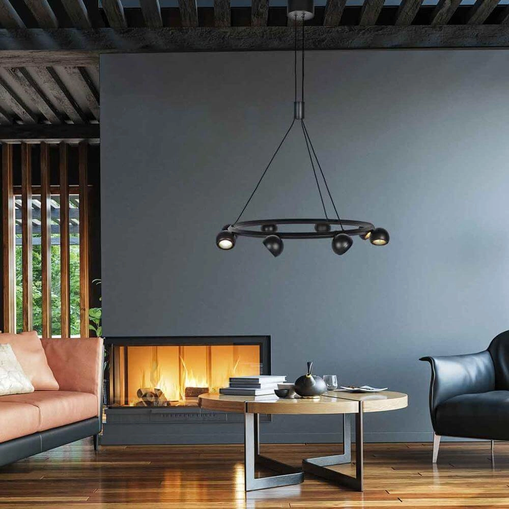 Suspension 8 lumières Marcadore Rond Noir Steinhauer 8712746176636