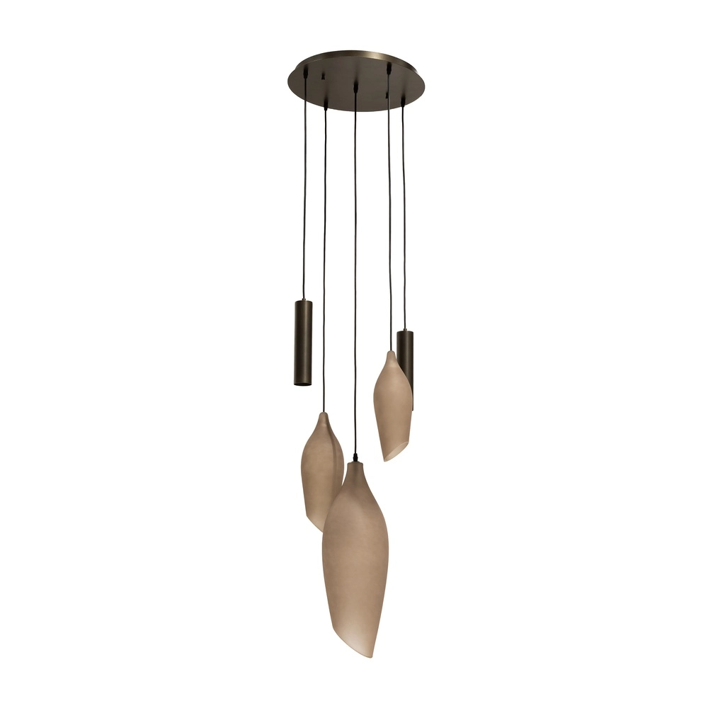 Lampe pendante moderne Cocoon Sienne brun avec verre dépoli Lyora 8716803515109
